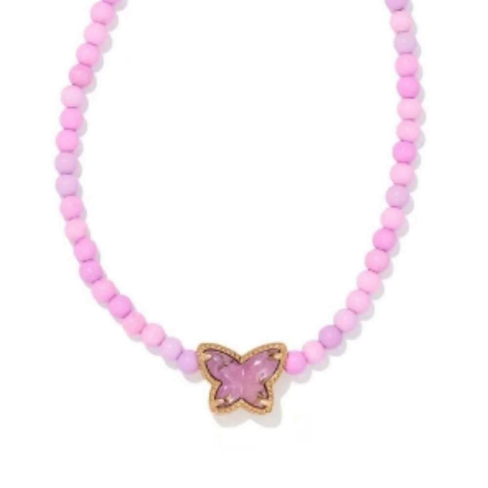 Kendra Scott Beaded Lillia Gold Necklace In Lilac Mix